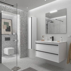 Ensemble Salle De Bains Attila 100 2 Tiroirs White Satin - SALGAR 104823 