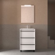 Meuble salle de bains + Vasque 60cm 3 tiroirs White Satin - SALGAR 105136