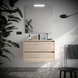 Ensemble Salle De Bains Noja 80 2 Tiroirs Chêne Naturel - SALGAR 105396 
