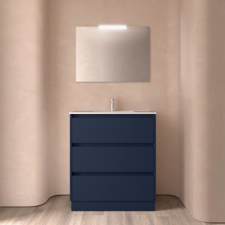 Ensemble Salle De Bains Noja 80 3 Tiroirs Blue Satin - SALGAR 106253 