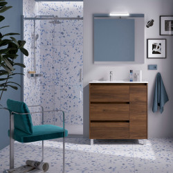 Ensemble Salle De Bains Noja 85 3 Tiroirs 1 Porte Noyer Maya Droite - SALGAR 106267 