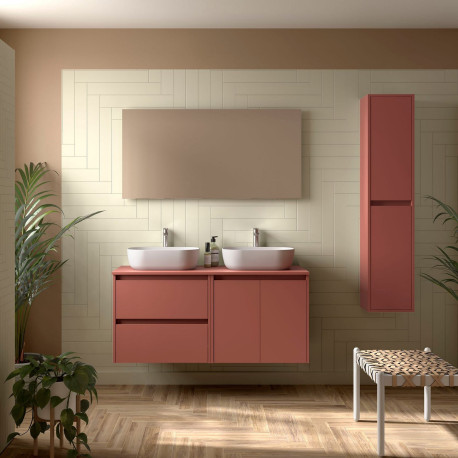 Ensemble Salle De Bains Noja 120 2 Portes 2 Tiroirs Red Satin - SALGAR 113470 