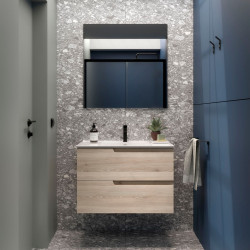 Ensemble Salle De Bains Vima 80 2 Tiroirs Chêne Naturel - SALGAR 113627 