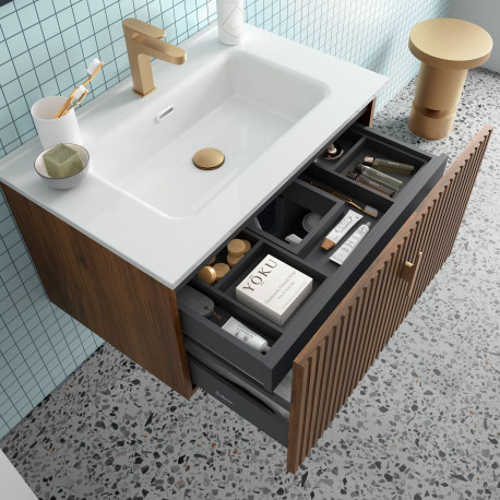 Meuble de salle de bain BIBA 900 1 tiroir et 1 tiroir intérieur NOYER MAYA - SALGAR 103016 