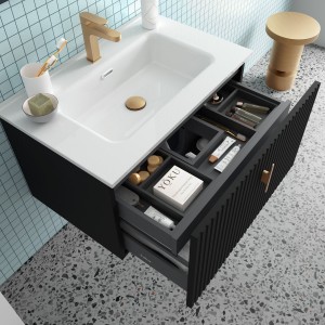 Meuble de salle de bain BIBA 900 1 tiroir et 1 tiroir intérieur BLACK VELVET - SALGAR 103036 