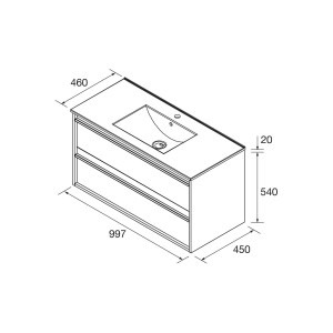 Meuble salle de bains + Vasque 100cm 2 tiroirs White Satin ATTILA - SALGAR 104823