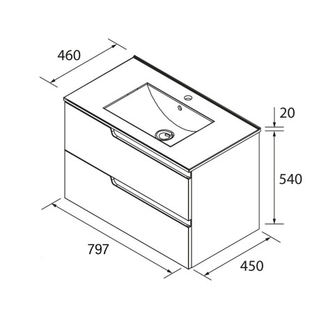 Meuble Salle De Bain + Vasque Vima 80 2 Tiroirs White Satin - SALGAR 111755 