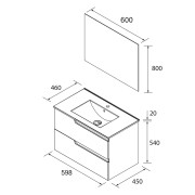 Ensemble Salle De Bains Vima 60 2 Tiroirs White Satin - SALGAR 111770 