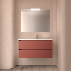 Ensemble Salle De Bains Noja 100 2 Tiroirs Red Satin - SALGAR 105431 