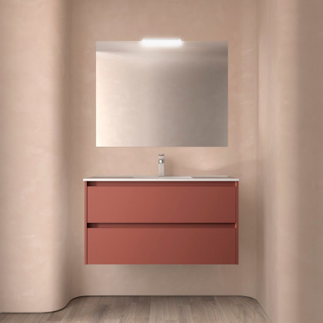 Ensemble Salle De Bains Noja 100 2 Tiroirs Red Satin - SALGAR 105431 