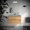 Meuble salle de bains 80cm 2 tiroirs Chêne Africain NOJA - SALGAR 105397