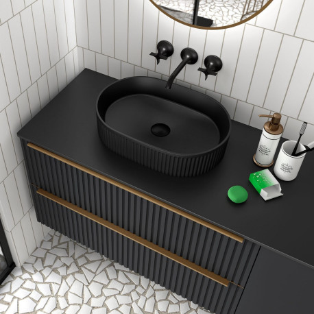 Lavabo À Poser Venice Noir Mat 480 X 325 X 110 Mm - SALGAR 114535 