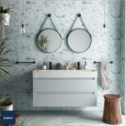 Meuble de salle de bain MONTERREY 1200 2 tiroirs métal.Blue Fog 1197x540x450mm - SALGAR 96529 