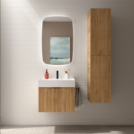 Meuble de salle de bain BIBA 700 1 tiroir et 1 tiroir intérieur CHÊNE AFRICAIN - SALGAR 103029 