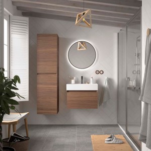 Meuble Salle De Bain Mara 600 1 Tiroir Avec Frein Noyer Americain 598 X 405 X 452 Mm - SALGAR 113994 