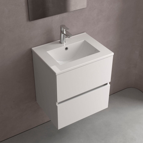 Meuble salle bain FUSSION LINE 500 F40 2 tiroirs blanc brillant 497x540x385mm - SALGAR 96677 