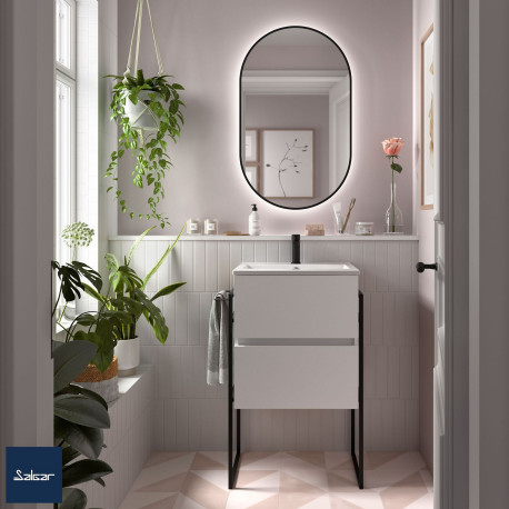 Meuble salle bain FUSSION LINE 500 fond 40 2 tiroirs WHITE COTTON 497x540x385mm - SALGAR 96678 