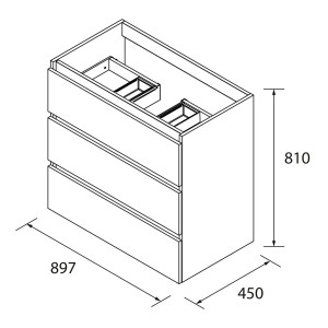 Meuble de salle de bain SPIRIT 900 3 tiroirs métalliques BLANC BRILLANT - SALGAR 102761 
