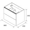 Meuble de salle de bain UNIIQ 800 2 tiroirs nata 797x540x450 mm - SALGAR 96624 
