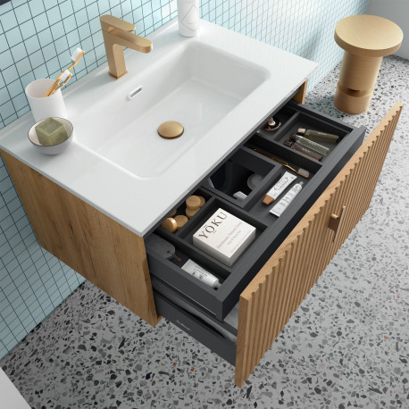 Meuble de salle de bain BIBA 700 1 tiroir et 1 tiroir intérieur CHÊNE AFRICAIN - SALGAR 103029 