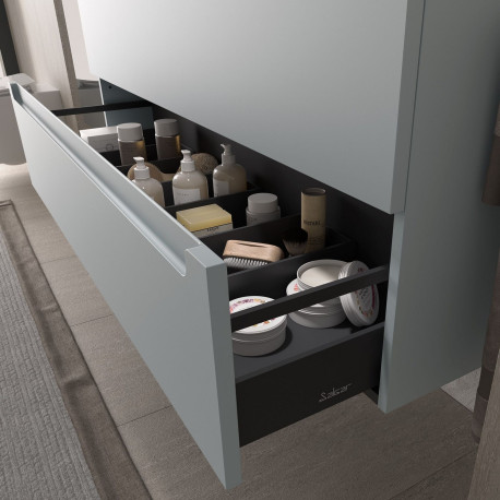 Meuble de salle de bain MONTERREY 1200 2 tiroirs métal.Blue Fog 1197x540x450mm - SALGAR 96529 