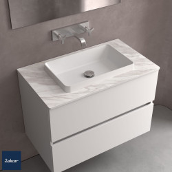 Vasques semi-encastrées MAEL solid surface blanc mat 502x44x301mm - SALGAR 97654 