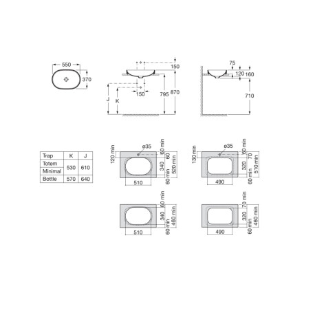 Vasque à poser round 550X370 blanc Inspira - ROCA A327527000
