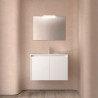 Meuble salle de bains 2 portes et vasque Noja 800 Blanc Brillant - SALGAR 105077