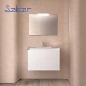 Meuble salle de bains 2 portes et vasque Noja 800 Blanc Brillant - SALGAR 105077
