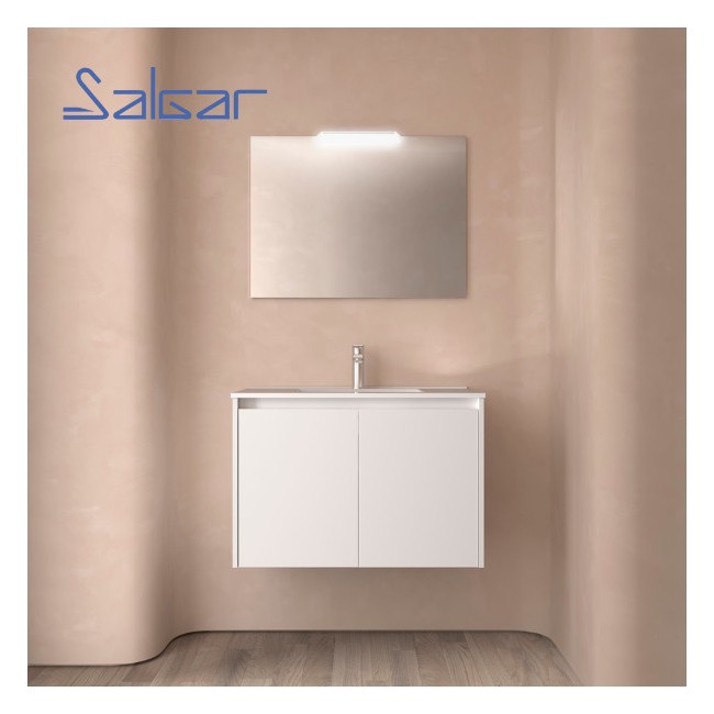 Meuble salle de bains 2 portes et vasque White Satin - SALGAR 105078