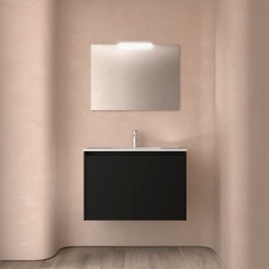 Meuble salle de bains 2 portes et vasque Noja 800 Black Satin - SALGAR 105079