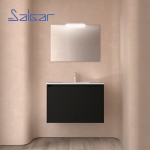 Meuble salle de bains 2 portes et vasque Noja 800 Black Satin - SALGAR 105079