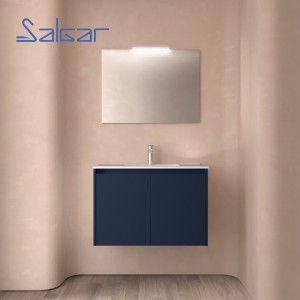 Meuble salle de bains 2 portes et vasque Noja 800 Blue Satin - SALGAR 105080