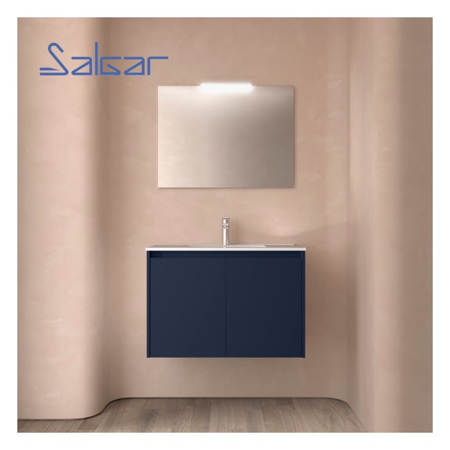 Meuble salle de bains 2 portes et vasque Noja 800 Blue Satin - SALGAR 105080