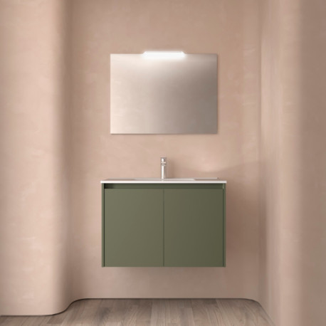 Meuble salle de bains 2 portes et vasque Noja 800 Green Satin - SALGAR 105081