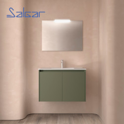 Meuble salle de bains 2 portes et vasque Noja 800 Green Satin - SALGAR 105081