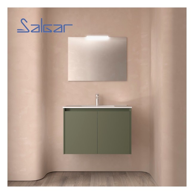 Meuble salle de bains 2 portes et vasque Noja 800 Green Satin - SALGAR 105081