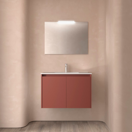 Meuble salle de bains 2 portes et vasque Noja 800 Red Satin - SALGAR 105082