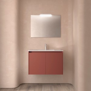 Meuble salle de bains 2 portes et vasque Noja 800 Red Satin - SALGAR 105082