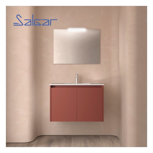 Meuble salle de bains 2 portes et vasque Noja 800 Red Satin - SALGAR 105082