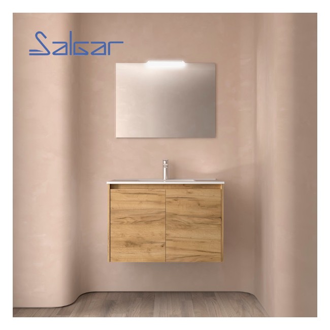 Meuble salle de bains 2 portes et vasque Noja 800 Chêne Africain - SALGAR 105084