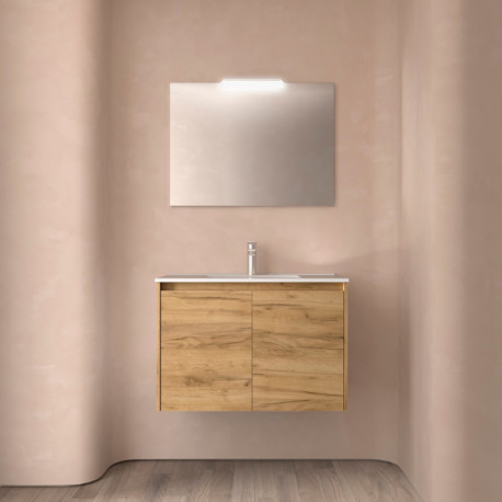 Meuble salle de bains 2 portes et vasque Noja 800 Chêne Africain - SALGAR 105084