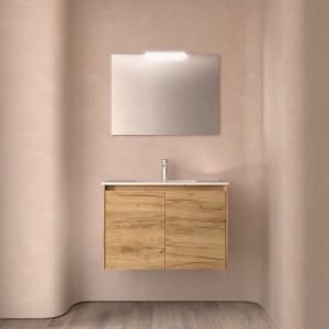 Meuble salle de bains 2 portes et vasque Noja 800 Chêne Africain - SALGAR 105084