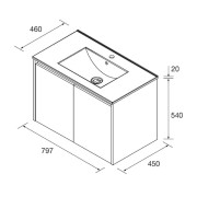 Meuble salle de bains 2 portes et vasque Noja 800 Noyer Maya - SALGAR 105085