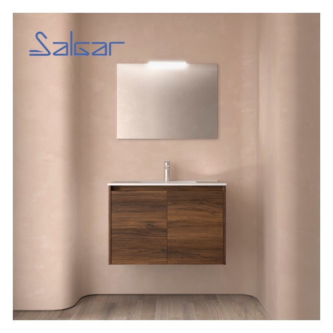 Meuble salle de bains 2 portes et vasque Noja 800 Noyer Maya - SALGAR 105085