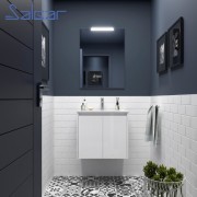 Meuble salle de bains 2 portes et vasque Noja 700 Blanc Brillant - SALGAR 105068