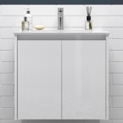 Meuble salle de bains 2 portes et vasque Noja 700 Blanc Brillant - SALGAR 105068