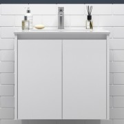 Meuble salle de bains 2 portes et vasque Noja 700 White Satin - SALGAR 105069