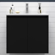 Meuble salle de bains 2 portes et vasque Noja 700 Black Satin - SALGAR 105070