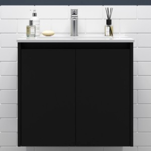 Meuble salle de bains 2 portes et vasque Noja 700 Black Satin - SALGAR 105070